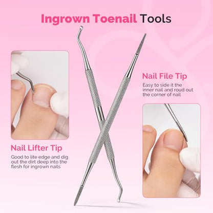 MelodySusie Nail Care Kit Nail Prep Set Cuticle Remover | Cuticle Trimmer,Cuticle Pusher, Nail File and Buffer Blocks,Portable Cuticle Oil and Ingrown Toenail Removal Tool,13Pcs - size: 13Pcs Lavender