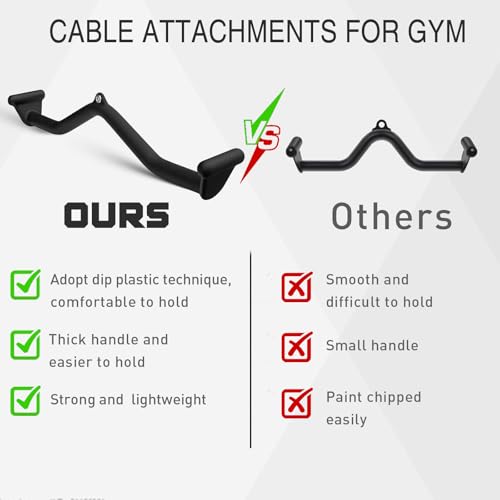 BLUSLM Lat Pull Down Bar T bar Row Attachment, V Bar Tricep Lat Pulldown Attachments, Back Strength Training Bar for Home Gym Exercise Cable Machine Attachments - color: Black 05