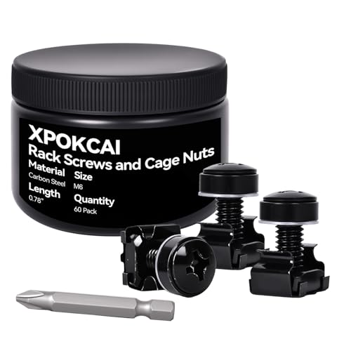 60-Pack M6 x 20mm Rack Mount Screws and Cage Nuts for Server Racks、Routers&Audio Equipment Cabinets Wall Server Network Enclosure Mount Screws - color: Black-M6, size: 60 Pack
