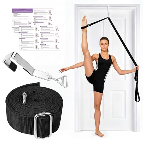 Stretching Strap with Door Anchor Improve Leg Flexibility for Splits - color: Black