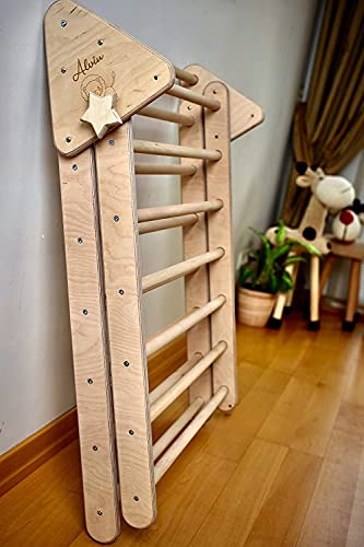 Montessori Climbing Triangle | Wooden Indoor Climbing Frame for Kids & Toddlers | Montessori Climbing Structure | Montessori Play Structure Wooden Activity Triangle (Large Triangle) - style: Triangle
