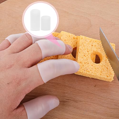 JJUNW 14Pcs Silicone Finger Cots, Silicone Finger Protectors Waterproof Finger Sleeves Finger Bandage for Relief from Pain of Finger Tips Cracked Arthritis Finger Cracking Friction(White)