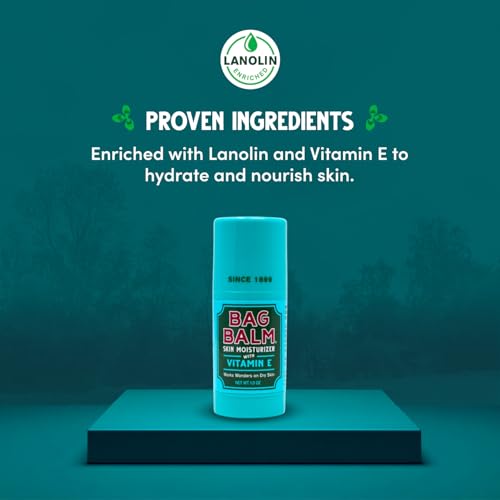 Bag Balm Original Skin Moisturizer Stick with Vitamin E - Hydrating & Soothing Balm for Dry Skin, Chapped Lips & Cracked Hands - Made in the USA - Paraben-Free & Cruelty-Free Twist-Up 1oz (1)