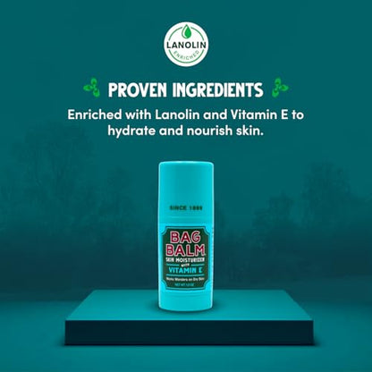 Bag Balm Original Skin Moisturizer Stick with Vitamin E - Hydrating & Soothing Balm for Dry Skin, Chapped Lips & Cracked Hands - Made in the USA - Paraben-Free & Cruelty-Free Twist-Up 1oz (1)