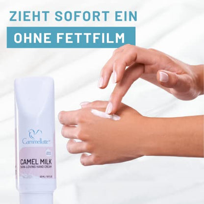 Camel Milk Hand Cream for Dry Hands Extremely Protective for Irritated Skin With Aloe Vera, Jojoba, Shea Butter, Vitamins and Omega Fatty Acids 50 ml