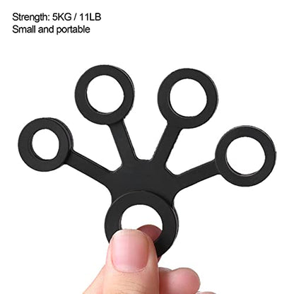 2pcs Silicone Finger Stretcher, Portable Elastic Hand Resistance Bands, Strengthener for Grip Strength Training, Gentle Hand Exerciser for Office & Travel (Dark Green + Black)