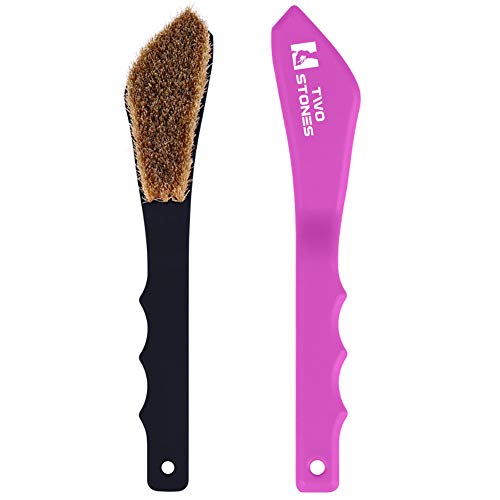 TWO STONES Boar Hair Rock Climbing Brush with Ergonomic Handle, Bouldering Boulder Brush as Durable Cleaning Tool for Chalk and Climbing Holds on Wall Indoor or Outdoor - color: Black&puple