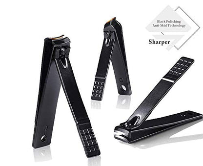 Professional Stainless Steel Nail Clipper Travel & Grooming Kit Nail Tools Manicure & Pedicure Set of 15pcs with Luxurious Case (Black/Red) - color: Black/Red