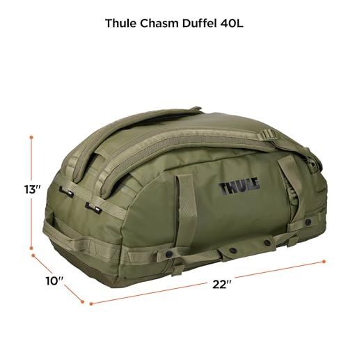 Thule Chasm Duffel bag, Weather-resistant materials, Easy packing, Converts to backpack, Internal pockets, Travel-ready - color: OLIVINE, size: 40L