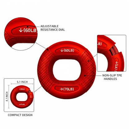 Adjustable Hand Grip Strengthener with TPE Handles for Forearm, Finger & Wrist Training - Portable Fitness Tool - color: Red