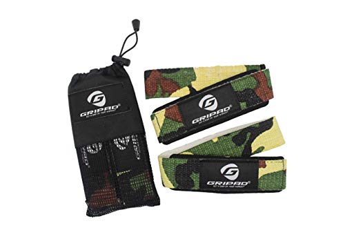 Gripad Heavy Duty Lifting Straps in Carry Pouch - Wrist Strap Set for Weight Lifting, Cross Training & Power Lifting - Strong Neoprene Gym Workout Deadlift Enhanced Grip and Stability - color: forest camo