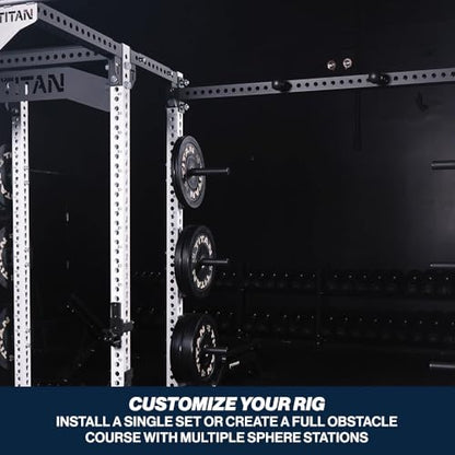 Titan Fitness TITAN Series Rack-Mounted Pull-Up Spheres, Set of Two of Globe Climbing Attachments, Power Rack Attachments for Grip Strength, Fits T-S Power Racks