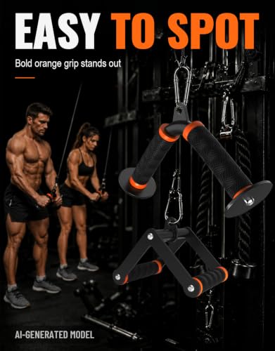 Fitarc Tricep V Bar Cable Attachment for Gym & Home Workouts, Tricep Pull Down Attachment with Non-Slip Grips, Orange