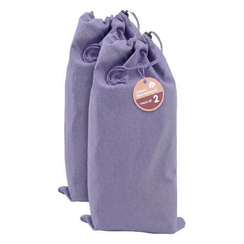 LFH Cotton Rich Shoe Storage Bags with Drawstring, Dustproof Breathable Reusable Organizer, Perfect For Travel, Dorm, Hotel, College, Gym, Easy to Carry, Machine Washable 8"x17" (Pack of 2) - Lavender - color: Lavender, size: 8"x17" (Pack of 2)
