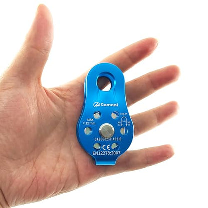 26KN Fixed Plate Micro Climbing Pulley Bearing Pulley Single Hole Hitch Pulley Climbing, Blue Single Sheave Hauling Pulley for Rock Climbing, Rappelling, Zipline Sports etc.(Blue, Pack of 1) - color: Blue(Pack of 1)