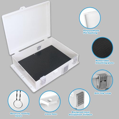 Electrical Junction Box, Outdoor Water Resistant Nema Enclosure, Ventilated ABS Plastic WiFi Project Box with Internal Mounting Panel & Hinged Cover 15.7" Lx 11" Wx 4.1" H - size: 15.7"L x 11"Wx 4.1"H