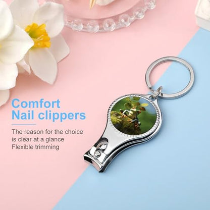 Peace Frog Tree Metal Nail Clipper, Nail Cutter with File & Bottle Opener Keychain for Men Women, Portable Nail Tool for Travel Outdoor Daily Use