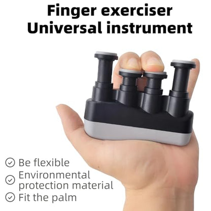 Finger Strengthener, Nalu Hand Grip Trainer Exerciser for Piano, Guitar, Bass, Ukulele Players, Plastic Material, Lightweight and Portable - Improve Finger Flexibility, Strength,1 Pack (Black+Gray) - color: Black+Gray