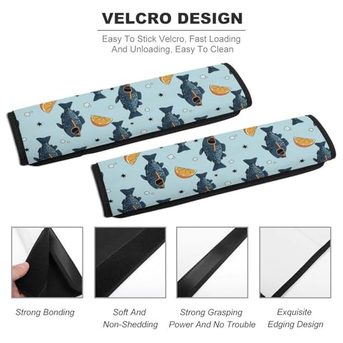 2PCS Cool Fish Sunglasses Lemon Car Seat Belt Pad Breathable Shoulder Protector for Girls and Boys, Most Cars, Anti-Slip Pad - color: Pattern 838