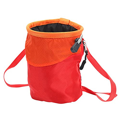 Keenso Rock Climbing Chalk Bag Drawstring Sealing Rock Brushes Support for Outdoor Mountaineering (Red) - color: Red