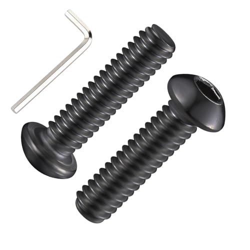 Wensilon (50Pcs) 1/4-20 * 1-1/4 Button Head Socket Cap Bolts Screws, 304 Black Stainless Steel, Allen Hex Drive, Bright Finish, Fully Machine Thread - color: Black, size: B 1/4-20*1-1/4