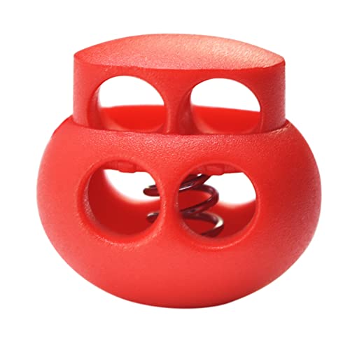 CooBigo 10 Pack Bungee Spring Cord Lock Fastener, Plastic Toggle Slider Stopper for Paracord DrawString Clip, Elastic Shoe Lace, Glove, Flashlight Rope Lock Clasp Double Hole Adjuster - color: 09#: Red 10pcs