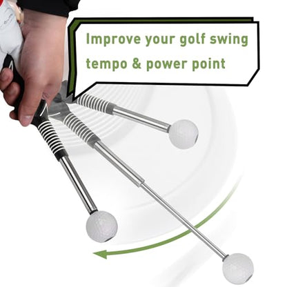 Retractable Golf Swing Training Aid, Golf Grip Trainer & Golf Swing Trainer for Warm-up, Right-Handed Golf Club for Indoor Practice, Golf Accessories - Strength & Tempo Training for Chipping Hitting - style: Left-Handed