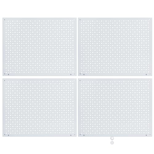 Peg Board, Heavy Duty Steel Organization Panels, Universal 1/8 and 1/4 Peg Board Accessories, Ideal for Garage Tool Storage, Pack of 4(White, 16X12) - color: White, size: 16X12