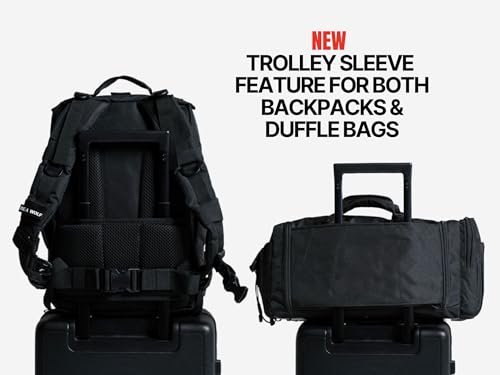 WOLFpak 35L Athletic Gym Backpack - Durable 1000D Waterproof Oxford Material with MOLLE Webbing, Laptop Pocket - color: Alpha Black White Accents