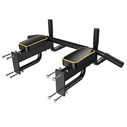 Power Tower,Wall Mounted Chin Up Pull Up Bar with 2 Resistance Band,Fitness Dip Stand Supports to 440 Lbs, Red