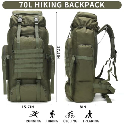 Hiking Backpack for Men 70L/100L Camping Backpack Military Rucksack Molle 3 Days Assault Pack for Climbing | Camping Backpack - color: 70l-olivegreen