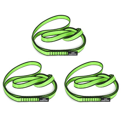 18MM Nylon Climbing Sling Runner 23KN CE2008/EN566 Strong Webbing Straps for Rock Climbing,Mountaineering, Rappelling, Swing, Yoga Hammock etc - color: Green, size: 90cm/ 35inch |Pack of 3