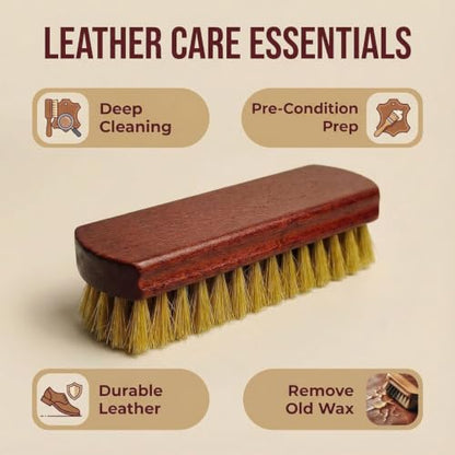 2-Pack Shoe Brush, Horsehair Brush & Boar Bristle Brush | 100% Pure Horsehair & Boar Bristle, Premium Beech Handle – Restores Shine While Deep Cleaning Leather, Boots & Sneakers - color: Yellow and Brown