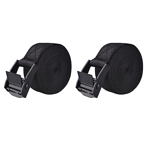 Cinch Tie Down Strap Lashing Straps Heavy Duty Nylon Straps with Cam Buckles for Cargo, Trucks, Boat, Motorcycle,SUP, Kayak, Canoe, Trailer (3m, Black - 2 Pack) - color: 01# Black - 2 Packs, size: 1" x 9.8'