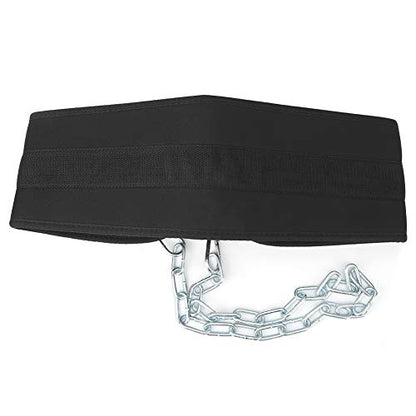 Fitness Dip Belt, Weight Lifting Belt with Steel Chain Dual Rings Squat Attachment Fitness Equipment for Strength Training Workout ﻿