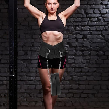 ibasenice Weighted Pull-up Dip Belt with Chain for Strength Training Adjustable Weight Lifting Belt Sturdy Fitness Equipment for Muscle Building