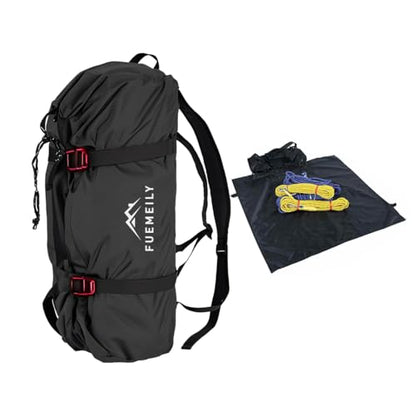 Rock Climbing Rope Bag, Large Capacity Folding Rope Storage Backpack with Ground Sheet, Adjustable Straps Outdoor Climbing Gears Black - color: 2-black
