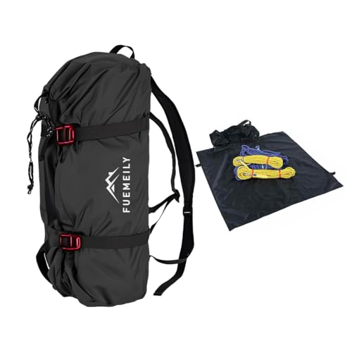 Rock Climbing Rope Bag, Large Capacity Folding Rope Storage Backpack with Ground Sheet, Adjustable Straps Outdoor Climbing Gears Black - color: 2-black