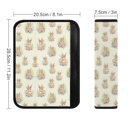 Universal Fit Seat Belt Shoulder Pad for Kids, Car Seats Pushchair Strollers High Chair Pushchair, 1 Pair Cute Bunny Rabbit Floral Cream Automotive Seat Belt Protector - color: Pattern 1008