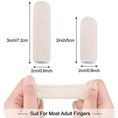 Geyoga 50 Pieces Cotton Finger Cots Cotton Finger Protector Gauze Thumb Sleeves Fingertips Protective Covers Ear Cleaning Wipes for Cut Injury Wounds Gardening Fitness and Cargo Handling