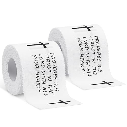 MiniInflat 2 Pcs Christian Cross Athletic Tape Sports Tape 2in x 23ft Religion Jesus Wrist Wrap for Soccer Football Baseball, Gift for Graduation Teacher Nurses Week Pentecost(White,Proverbs) - color: White, style: Proverbs