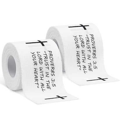 MiniInflat 2 Pcs Christian Cross Athletic Tape Sports Tape 2in x 23ft Religion Jesus Wrist Wrap for Soccer Football Baseball, Gift for Graduation Teacher Nurses Week Pentecost(White,Proverbs) - color: White, style: Proverbs