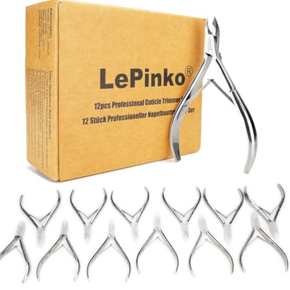 12 Packs Upgraded Cuticle Trimmer kit, 5mm Jaw | Upgraded Blades and Springs, Sharp and Labor-saving Dead Skin Clipper Tool for Women and Men - color: Silver-12pack