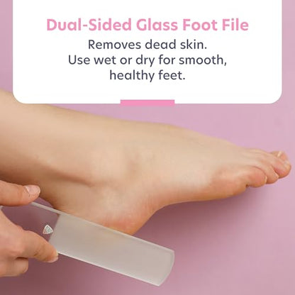 Bona Fide Beauty Czech Glass Gift Set: Foot File, Nail File, Cuticle Pusher | Clear set: genuine Bohemian crystal glass set includes protective cases and sleeves. Reusable and easy to clean. - color: Clear