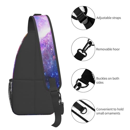Galaxy Crossbody Sling Bags for Women Men Blue Purple Galaxy and Nebula Dark Space Stars Travel Sling Backpack Casual Chest Shoulder Bag Universe Scenery Theme Gym Sports Hiking Daypack - color: Purple Pink