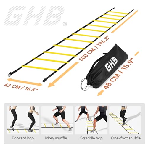 GHB Agility Ladder 1PCS Agility Cones 50PCS Hex Agility Rings 1 Pack