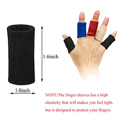 ELANE 40 PCS Finger Sleeves Protectors Thumb Brace Support Elastic Trigger Finger Splints for Relieving Pain, Arthritis,Trigger Finger,Knuckle (Black+Blue) - color: Black+Blue