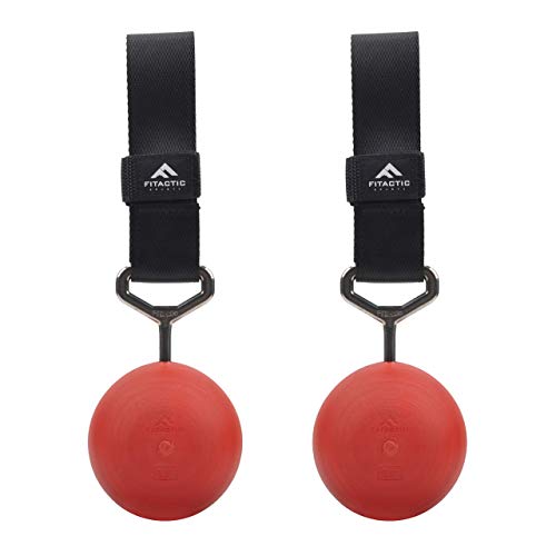 Rock Climbing Solid Training Cannonball Bomb Power Pull Up Ball Hold Grips for Straps for Finger, Forearm, Biceps, Back Muscles (Red, 3") Bundle with Upgraded 1 Pair Eagle Loops Grip for Fing