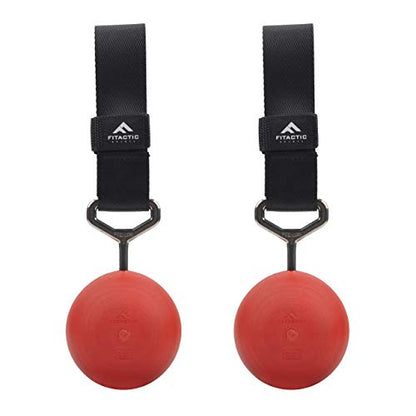 Rock Climbing Solid Training Cannonball Bomb Power Pull Up Ball Hold Grips for Straps for Finger, Forearm, Biceps, Back Muscles (Red, 3") Bundle with Upgraded 1 Pair Eagle Loops Grip for Fing
