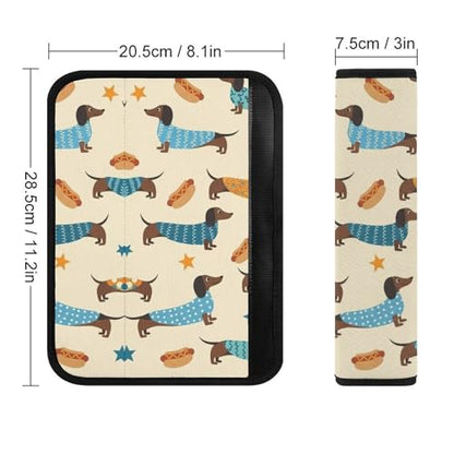 Universal Soft and Comfortable Car Seat Straps Shoulder Pads for Adult Use, Stroller Pushchair High Chair, 2PCS Sausage Dog Dachshund Beige Harness Pads Strap - color: Pattern 35